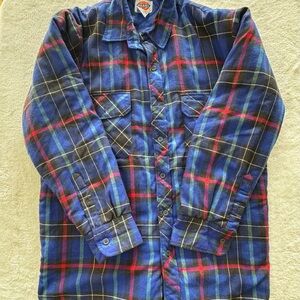 Dickies Men's Blue Plaid Quilted Flannel Shirt Jacket Large